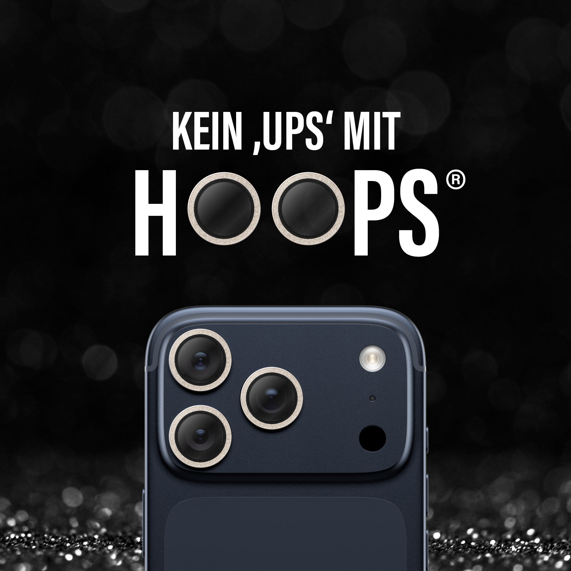 PanzerGlass® Hoops® Kameraschutz Glitter Gold iPhone 17 Pro | iPhone 17 Pro Max | iPhone 16 Pro | 16 Pro Max